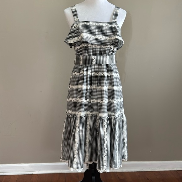 Adelyn Rae‎ Belle Ruffle Lace Gingham Midi Dress Size S - Picture 6 of 15